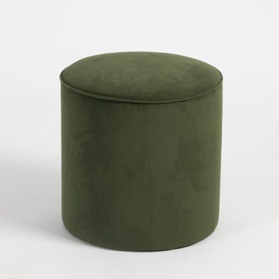 Round Velvet Ottoman – Forest Green