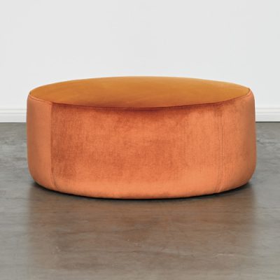 Round Velvet Ottoman – Burnt Orange
