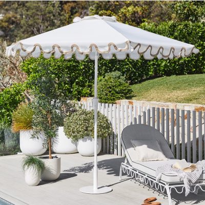 White Scalloped Umbrella